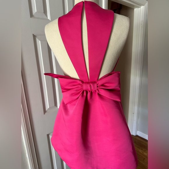 Kate Spade Satin Faille Bow Back Mini Dress, Size 00 in Cabaret Pink - Picture 7 of 11